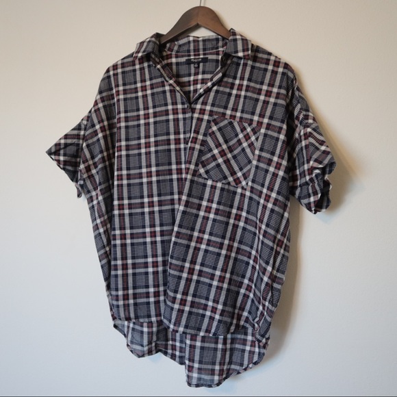 MADEWELL button up plaid collared top size small - Picture 2 of 7